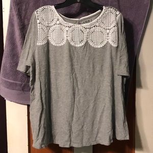 Beautiful top with gorgeous lace around neck